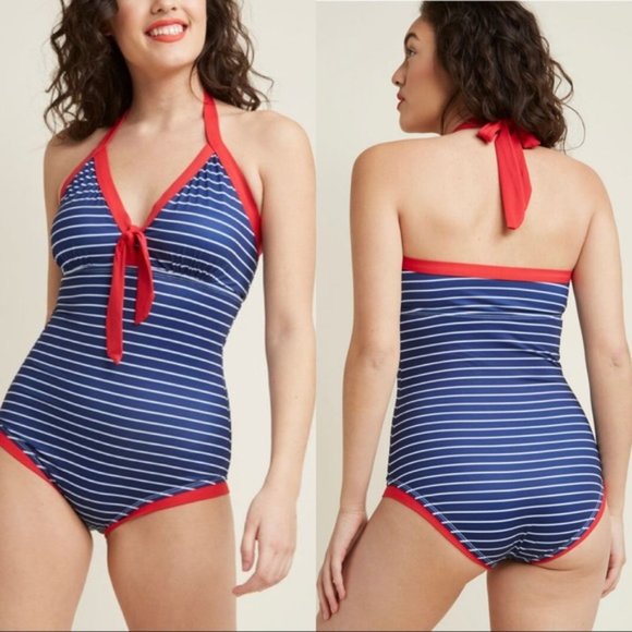 Modcloth Other - ModCloth Deep End Diva One-Piece Swimsuit Nautical